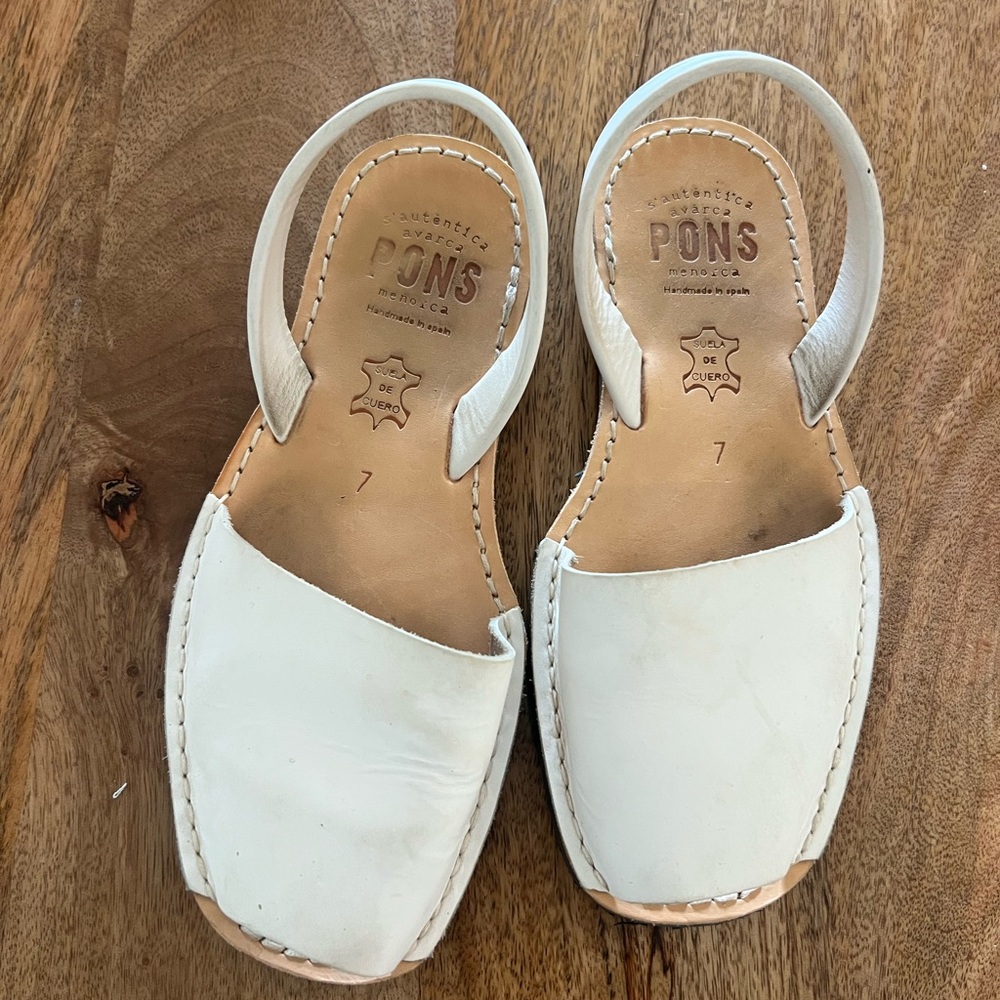 Pons Women's White Leather Sandals